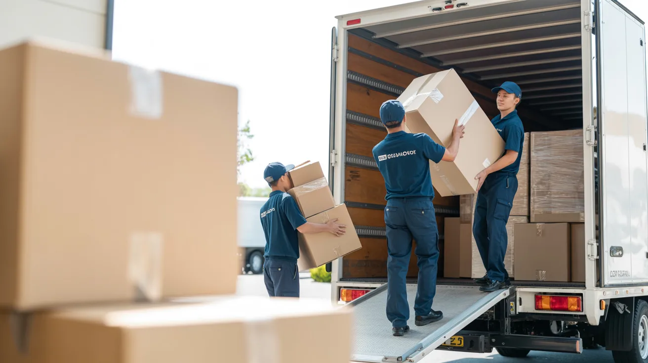 Professional movers loading truck
